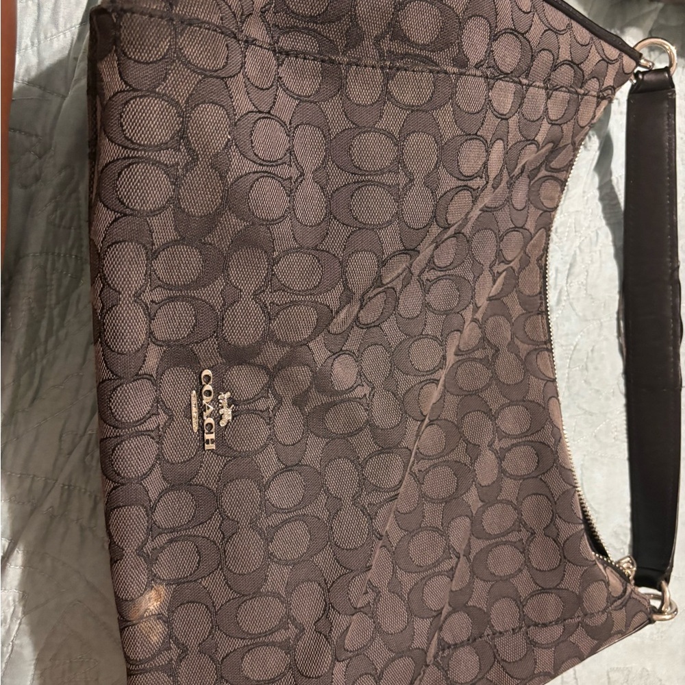 Coach Dark Brown Signature Shoulder Bag